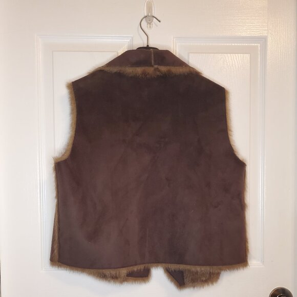 NWOT G by Guilana Rancic SMALL Faux Fur & Faux Suede Reversible Vest - Picture 2 of 7
